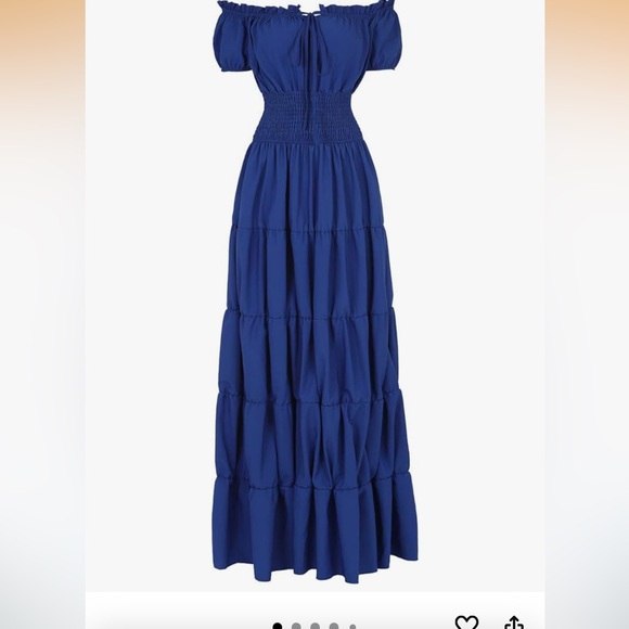 Smocked Bodice Tiered Maxi Dress - Royal Blue - Picture 5 of 6